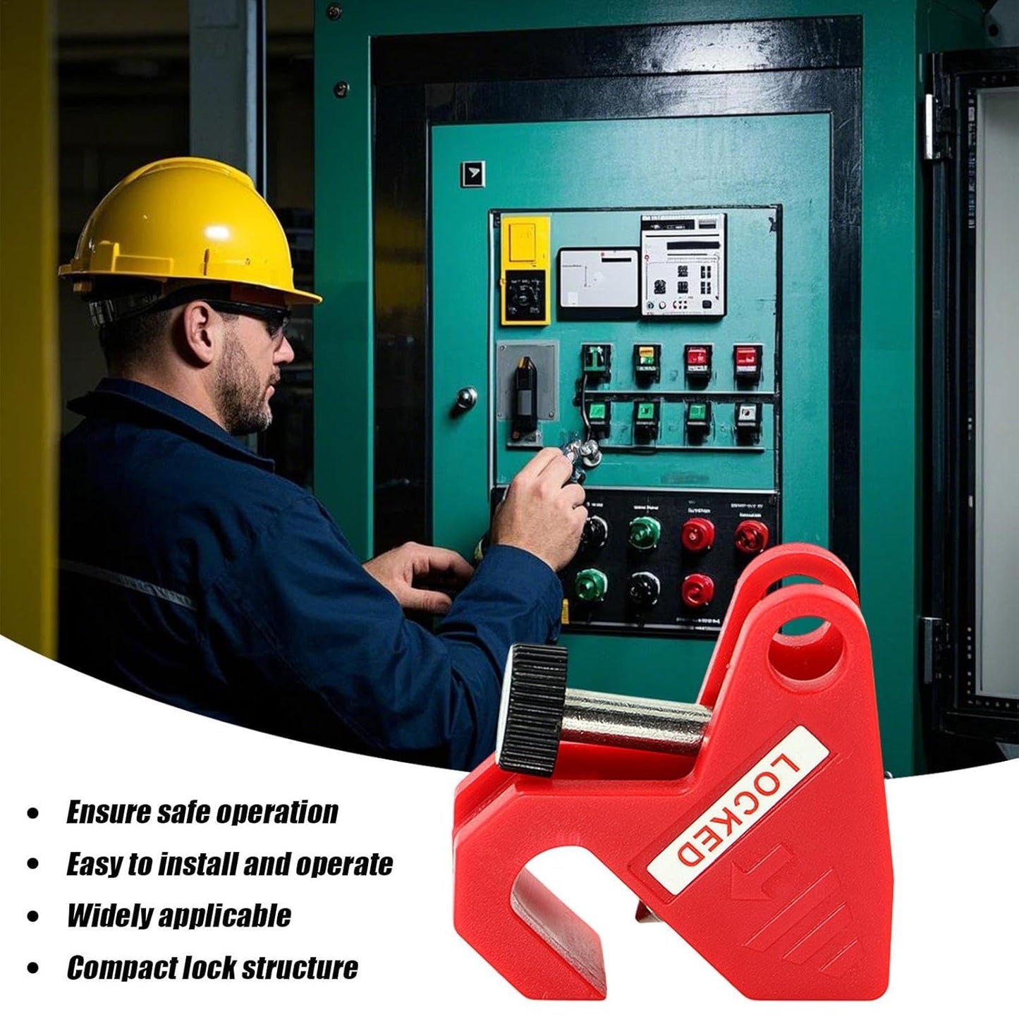 Circuit Breaker Lockout, Electric Air On-Off Locking Tool, Distribution System Lockout Isolation Device, Hand Lock For Home Safety And Security, 5.51x3.94x0.79 Inches
