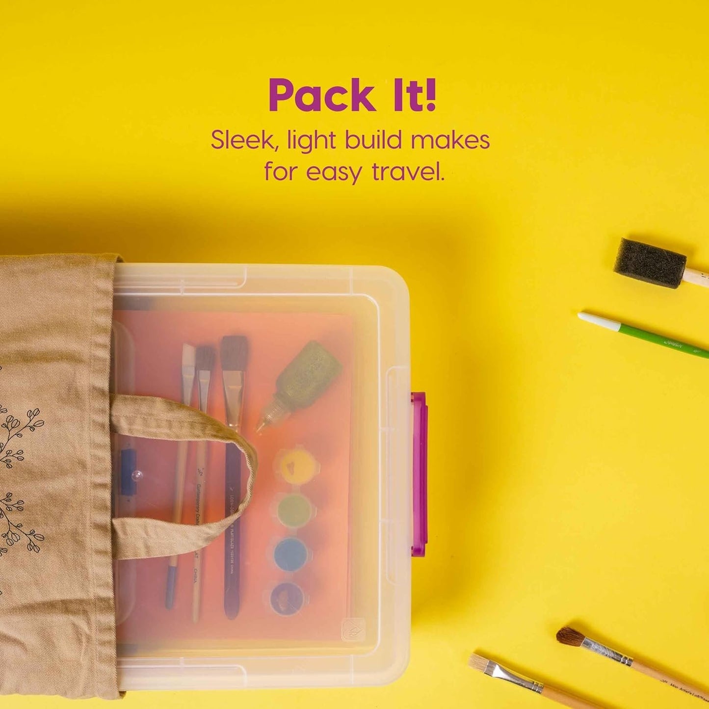 IRIS USA 5.7L (6 US Qt) Medium Plastic Storage Bins with Secure Buckles and Portable Handle, 6-Pack, Organizer Container Box for Stationery Craft Beauty and Household Supplies, Clear/Violet