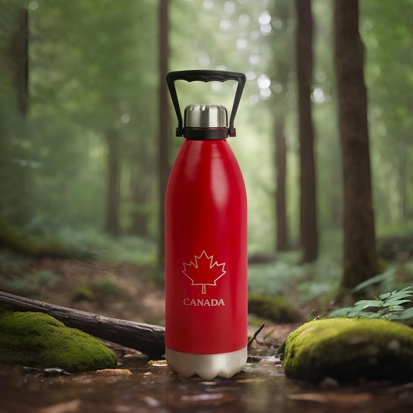 PURE Insulated Water Bottle, 1.5 L, Red - Large Canada Stainless Steel Metal Vacuum Thermal Leak Proof Water Bottles with Handle for Sports, Travel, Home and Office