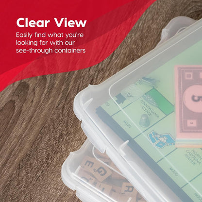 IRIS USA 8.5" x 11" Thick Plastic Portable Project Storage Case with Snap-Tight Closure Latch, 6-Pack, Caddy Container Box to Organize Paper Magazine Document Craft Hobby Quilting Art Supplies, Clear