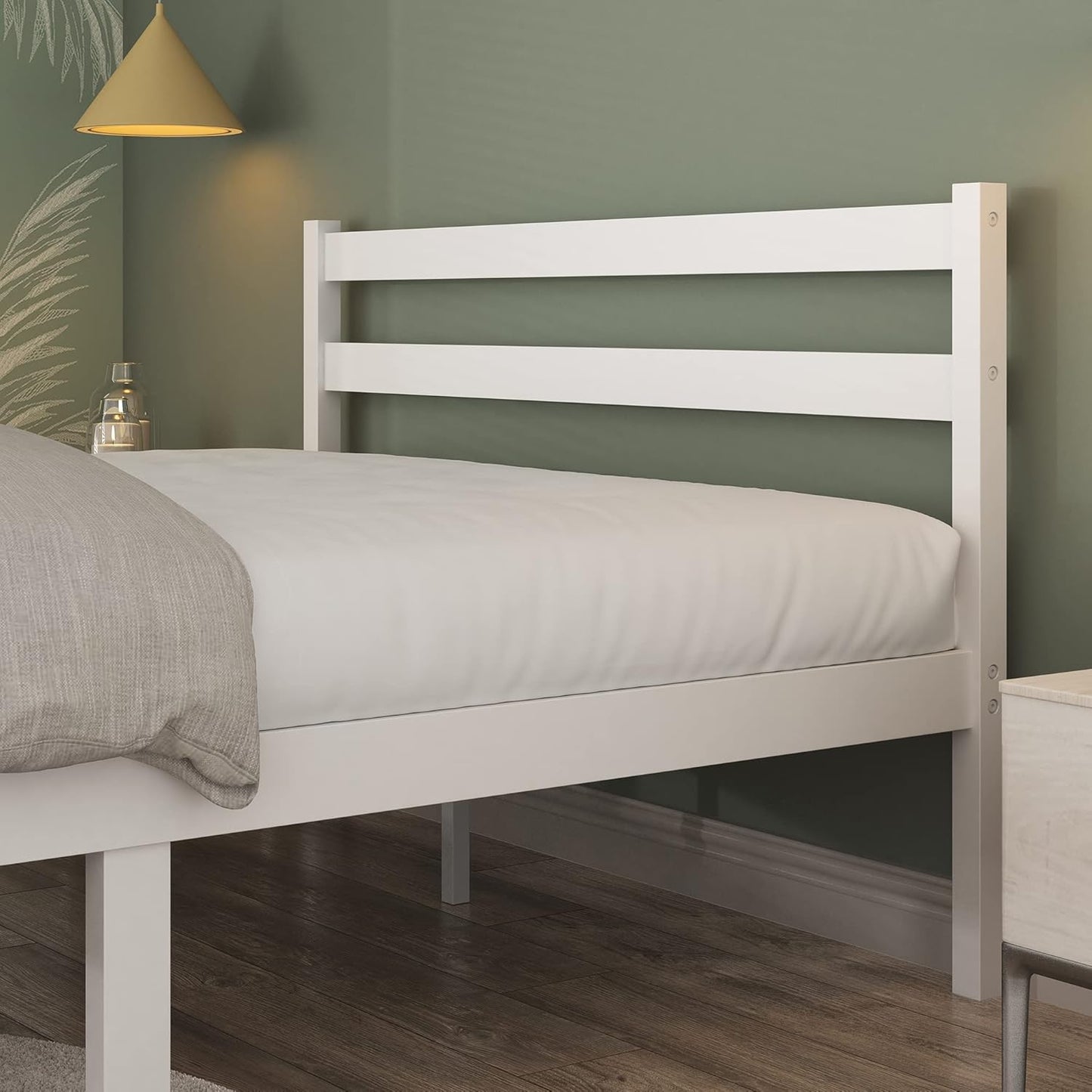Zinus Bamboo King Single Bed Frame Wooden Bed White | Timber Slats, Strong Solid Wood, Mattress Base | 5Yrs Warranty | Bedroom Furniture with Storage Space
