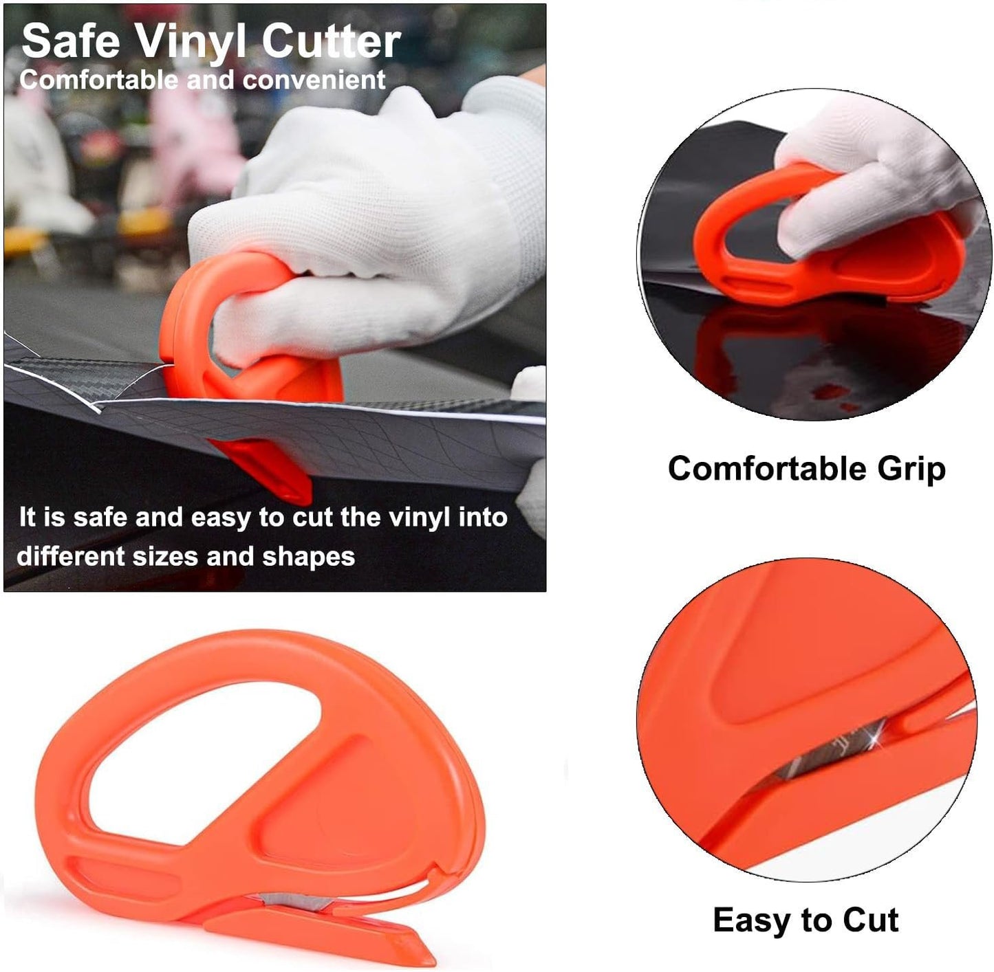 Reelau 20 Pieces Vehicle Vinyl Wrap Tool Kit Car Wrap Kit,Utility Knife Wrap Tools Vinyl Wrap Window Tint Film Tool Include Felt Squeegee, Safety Cutter for Car Wrapping