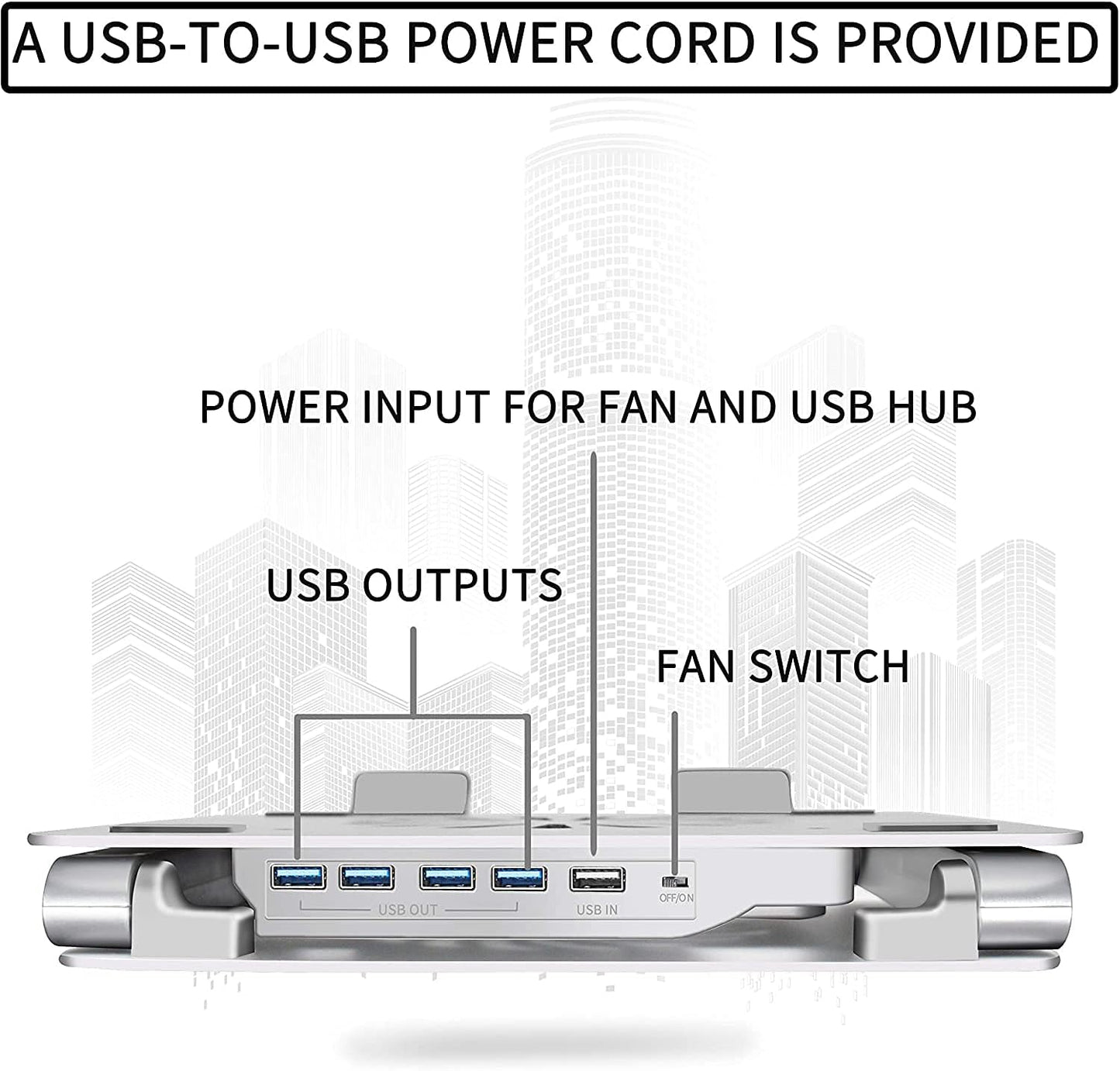 pishi Laptop Cooling Pad - Ergonomic Laptop Stand with Low Noise Fan and 3.0 USB Hubs, Ventilated Aluminium Laptop Cooler Prevent Overheating, Support Up to 17 inches Gaming Notebook | (Silver): N16-5