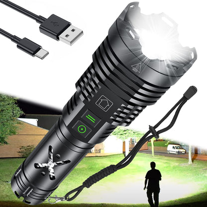Gehavin Flashlights High Lumens 150000 Rechargeable, XHP160.5 Super Bright LED Flashlight, Tactical Flashlight with Zoomable, Waterproof, 6 Modes for Camping and Emergencies