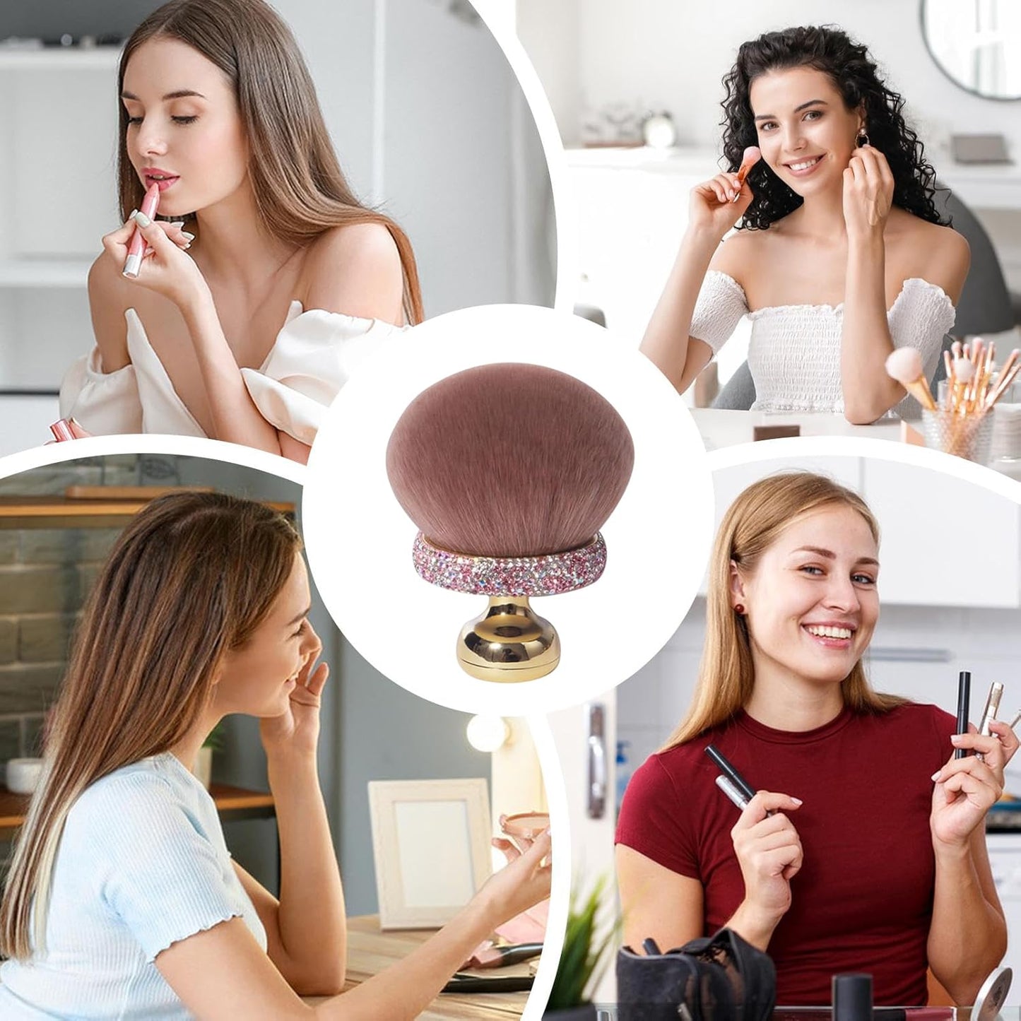 Mushroom Makeup Brush, Women Girls Loose Powder Blush Brush, 3.78 Inch Adorable Compact Smooth Concealer Applicator, Travel Accessories for Mom and Daughter
