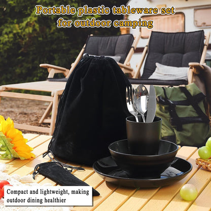 Kyraton Camping Utensils, Mess Kit for Travel, Picnic, Outdoor - Gear Includes Knife, Spoon, Fork Cutlery Set, Cup, Bowl, Plate - Essentials for 1
