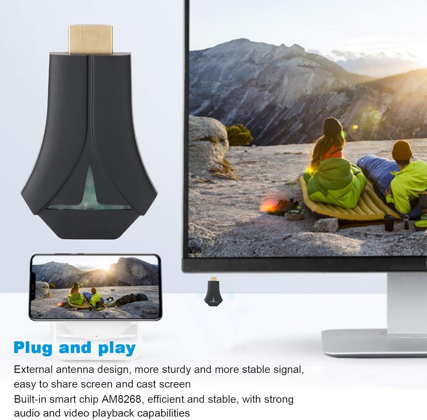 HDMI Display Adapter, Dongle, Screen Mirroring Receiver Dongle,Phone for Miracast,for Online Learning/Conference Office/Home Entertainment,Plug and Play