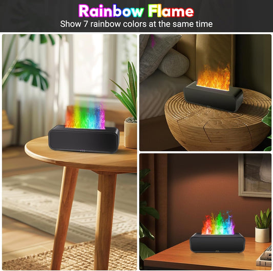 Colorful Flame Fire Diffuser Humidifier, 7 Colors Changing Oil Diffuser, Ultra-Quiet Aroma Essential Oils Aromatherapy Diffusers for Large Room, Bedroom, Office(Timeable, Waterless Auto off-150ml)