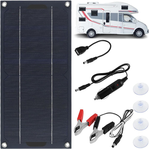 Solar Panel Kit, 30W DC 12-24V Solar Trickle Charger, Multiple Protection Monocrystalline Solar Powered Battery Charger, Portable Car Battery Charger Controller for Cars RVs Campers Boats