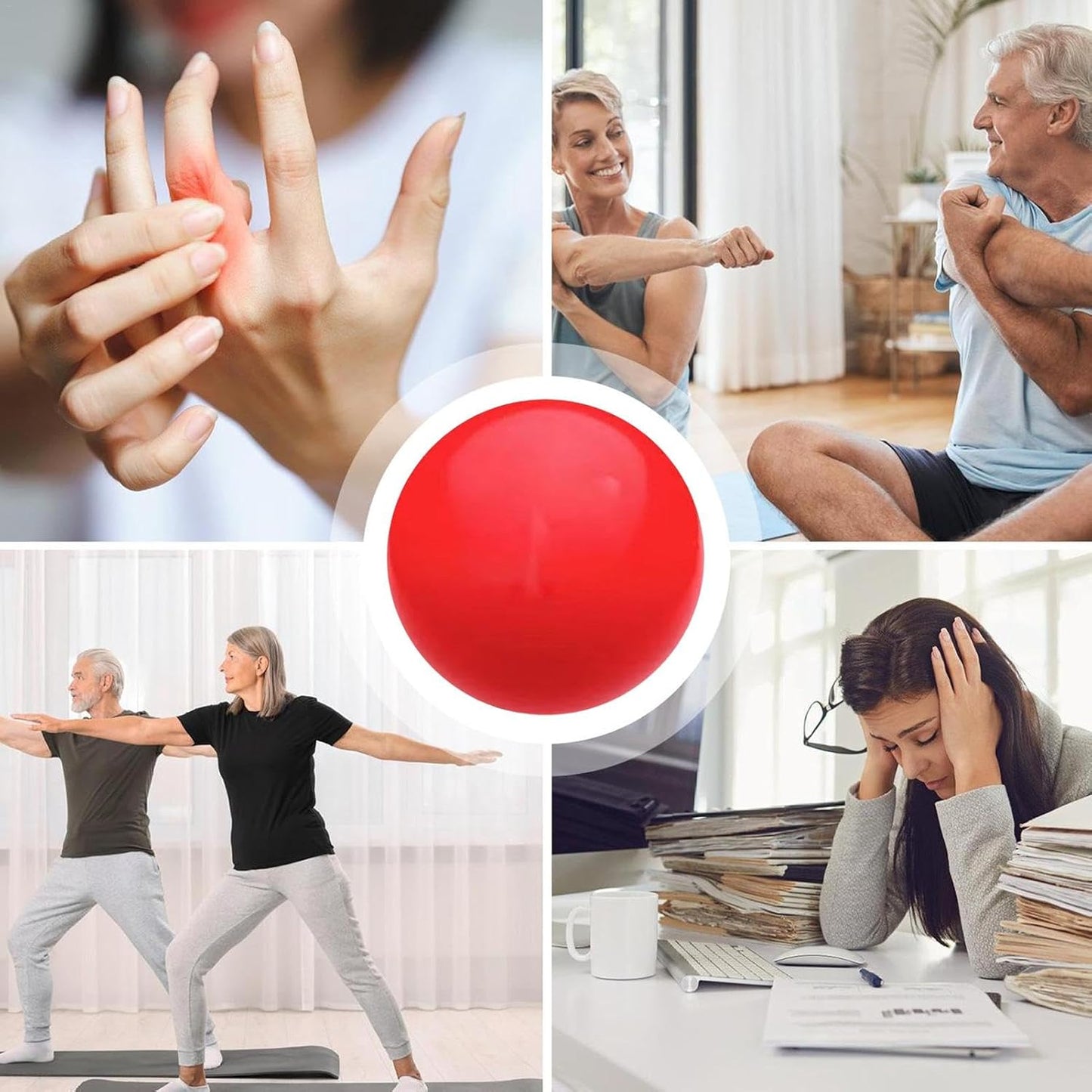 Hand Squeeze Balls, Massage Balls, Hand Exercise Tool, Stress Relief, Grip Training, Finger Flexibility and Muscle Recovery