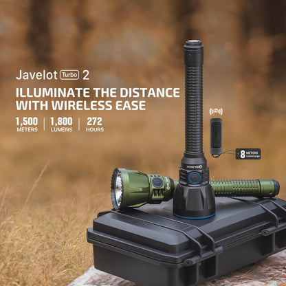 OLIGHT Javelot Turbo 2 Kit 1800 Lumen Powerful Rechargeable Tactical Flashlight with Dual-Switch LED Hunting Light for Search&Rescue (Black)