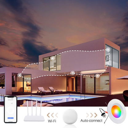 Peteme E26 Retrofit LED Recessed Lighting 6 Inch, IC Rated ETL Certified Smart Can Light Baffle Trim Style, RGBCW Dimmable Color Changing Soffit Downlight Compatible with Alexa/Google, 1100LM, 6 Pack