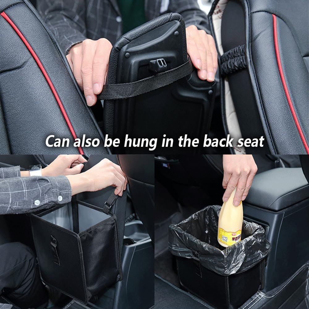 Car Trash Can,Hanging Waterproof Oxford Fabric Car Trash Bin with 7L Large Capacity,Multipurpose Car Accessories Car Organizer Car Garbage Bag for Keeping Interior Tidy (Black+Red)