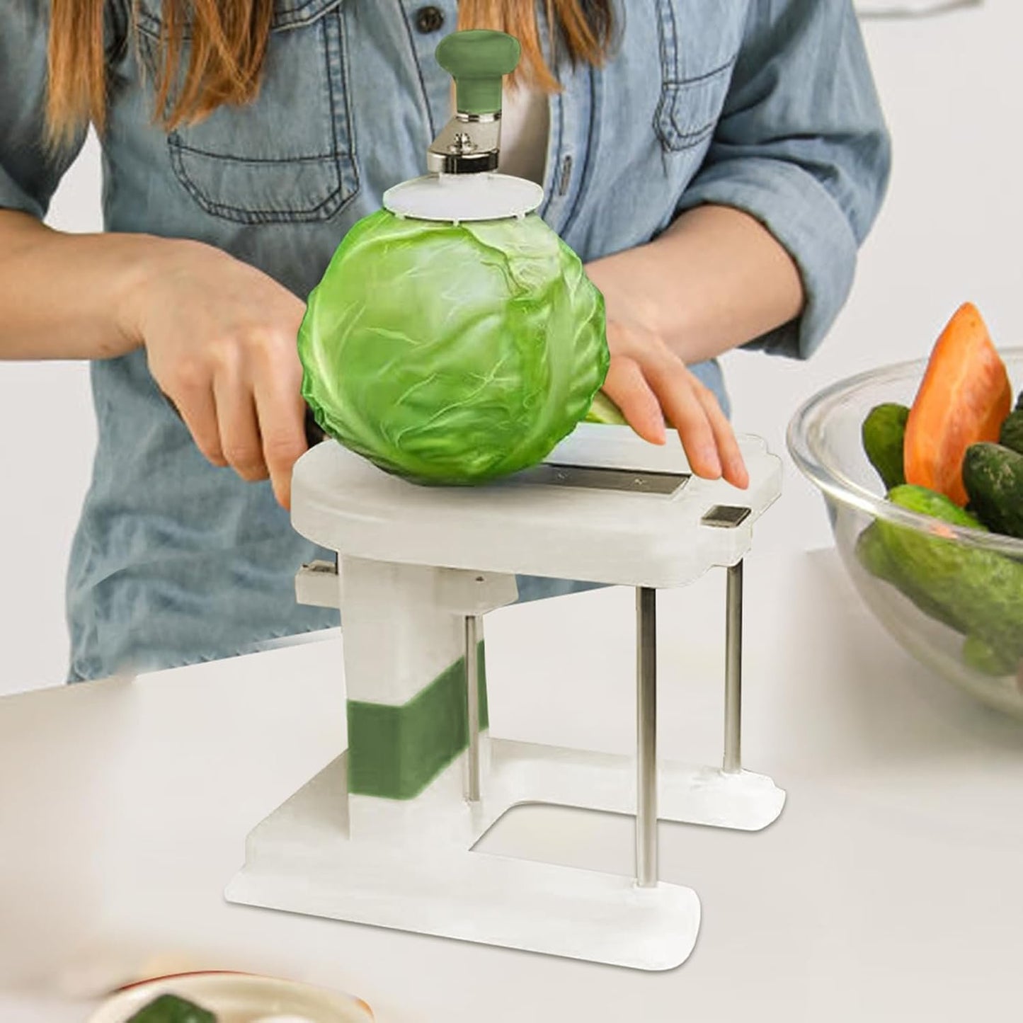 Cabbage Slicer Chopper - Manual Vegetable Cutter Tool, Stainless Steel Blade | Handheld Food Shredder Cutter Compact Salad Maker Used in Kitchen, Prep Setup, Home, Cooking Arrangement, Kitchen Helper