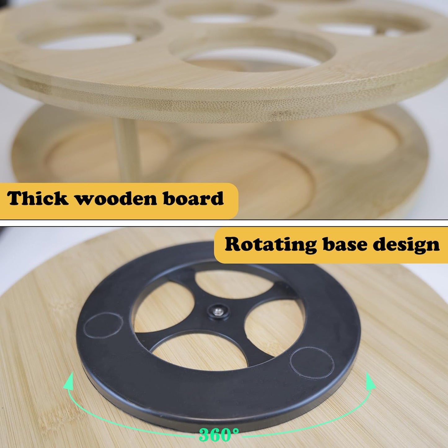 7 Slots Water Bottle Organizer for Stanley Tumbler, Rotatable Stanley Cup Organizer Holder for Kitchen Cabinets, Bamboo Wood Water Bottle Storage Rack for Stanley Cup Accessories