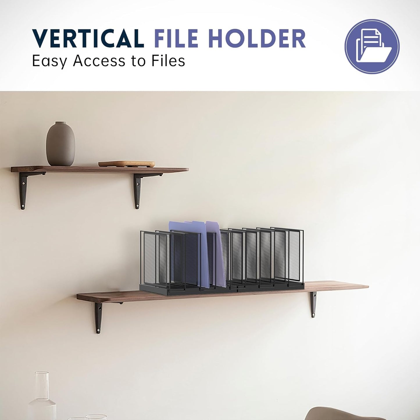 9-Section File Organizer for Desk, Vertical File Holder Desktop File Folder Organizer, Upright Mesh Desk Organizer Mail Organizer Office Organization for Home Office, Black, 2 Pack