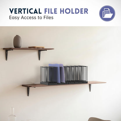 9-Section File Organizer for Desk, Vertical File Holder Desktop File Folder Organizer, Upright Mesh Desk Organizer Mail Organizer Office Organization for Home Office, Black, 2 Pack