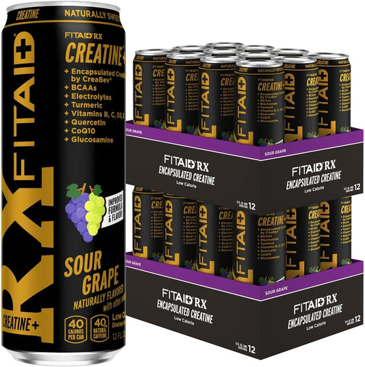 FITAID RX Recovery Blend with Creatine, Contains BCAAs, Glucosamine, Omega-3s, Green Tea, 100% Clean, Paleo Friendly, 12 Fl Oz (Pack of 24)
