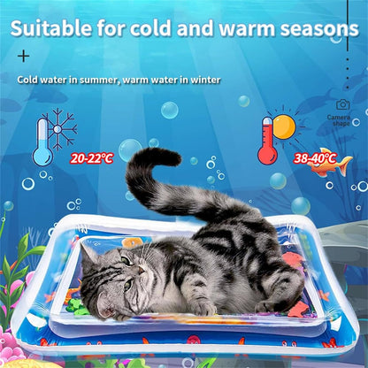 Generico Ocean Breeze Splashland Cat Toy, Ocean Breeze Splashland, Cat Water Mat with Fish, Water Sensory Play Mat for Cats, Cats Mats Toy Interactive for Indoor (D-60cm/25.6in)
