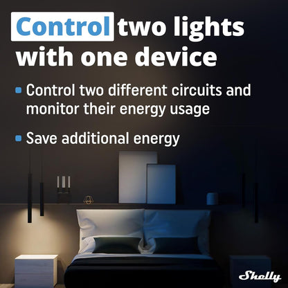 Shelly Qubino Wave 2PM | Z-Wave Smart Switch Relay, 2 Channel 16 A with Current Measurement | Home Automation | Z-Wave Gateway | Low Power Consumption | Repeater Extended Mains | High Compatibility