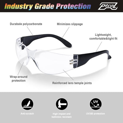 PTCOL Safety Glasses Bulk Pack, Protective Goggles for Adults and Kids