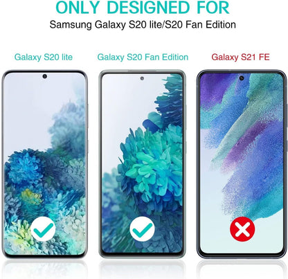 LK 3 Pack Screen Protector Compatible for Samsung Galaxy S20 FE 5G 6.5 inch, Tempered Glass HD Transparent, Easy Frame Installation, Bubble Free, Case Friendly