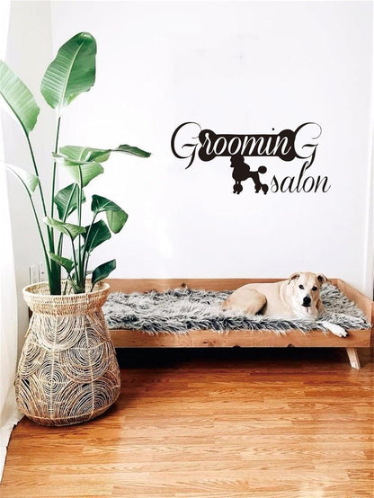 Pets Grooming Salon Wall Decal, Dogs Home Animals Stickers for Pet Grooming Salon, Pet Shop,Dog Grooming- Hygiene Animals Wall Decal - Dog Pet Grooming Salon Decor 23"x10"(Black-JZY114-Grooming Salon)