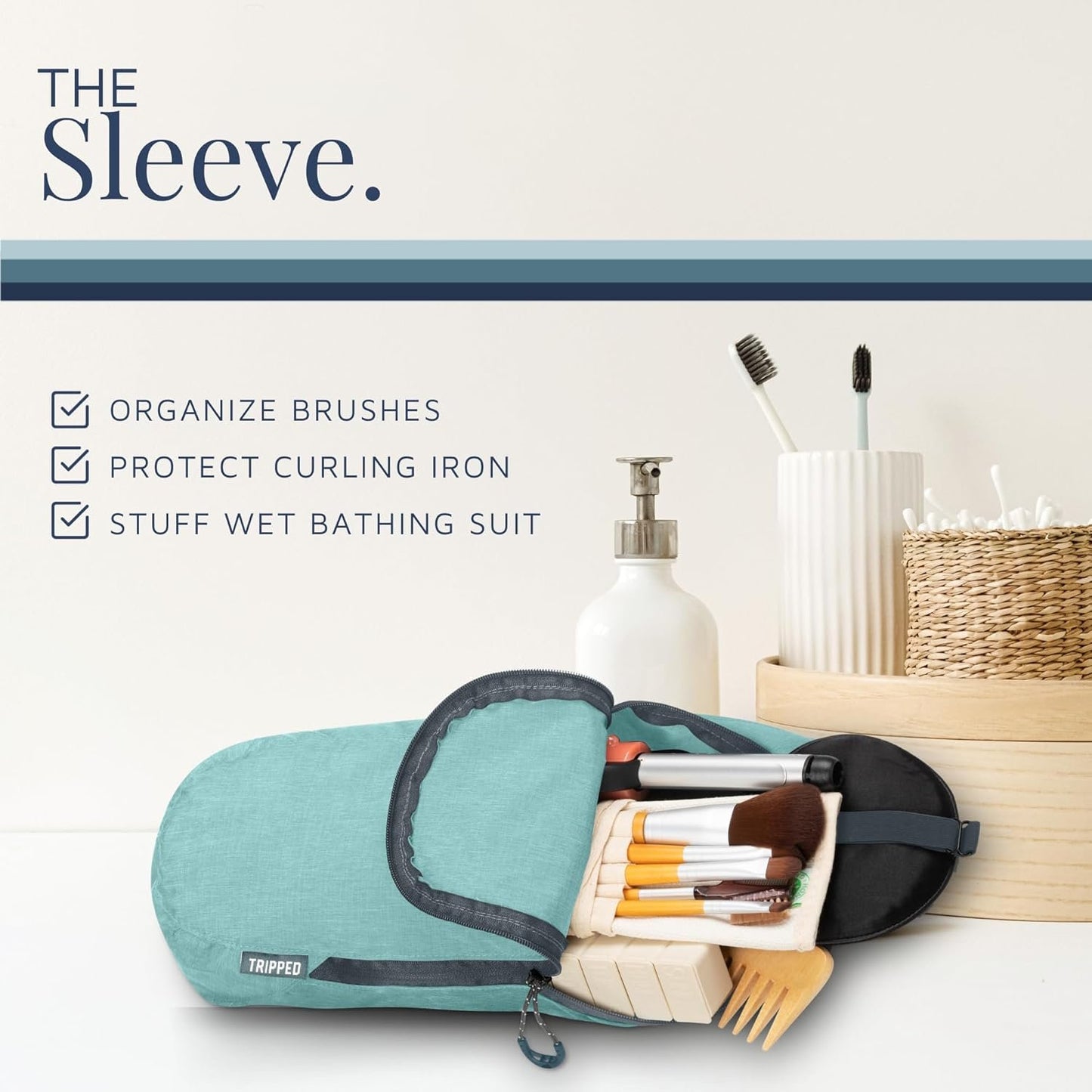 Toiletry Bag Kit Set: Hanging Travel Toiletry Bag + 311 TSA Cosmetic Liquid Bag + Ultralight Accessory Organizer Pouch, Turquoise, 3 Piece Toiletry Set