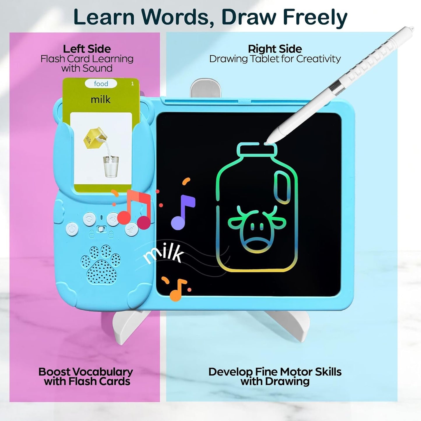 Talking Flash Cards for Toddlers - LCD Writing Tablet Kids - Drawing Tablet Toddler Toys 510 Sight Words for Ages 3 4 5 6 - Autism & Speech Therapy Toys - Kindergarten Gifts for Boys and Girls