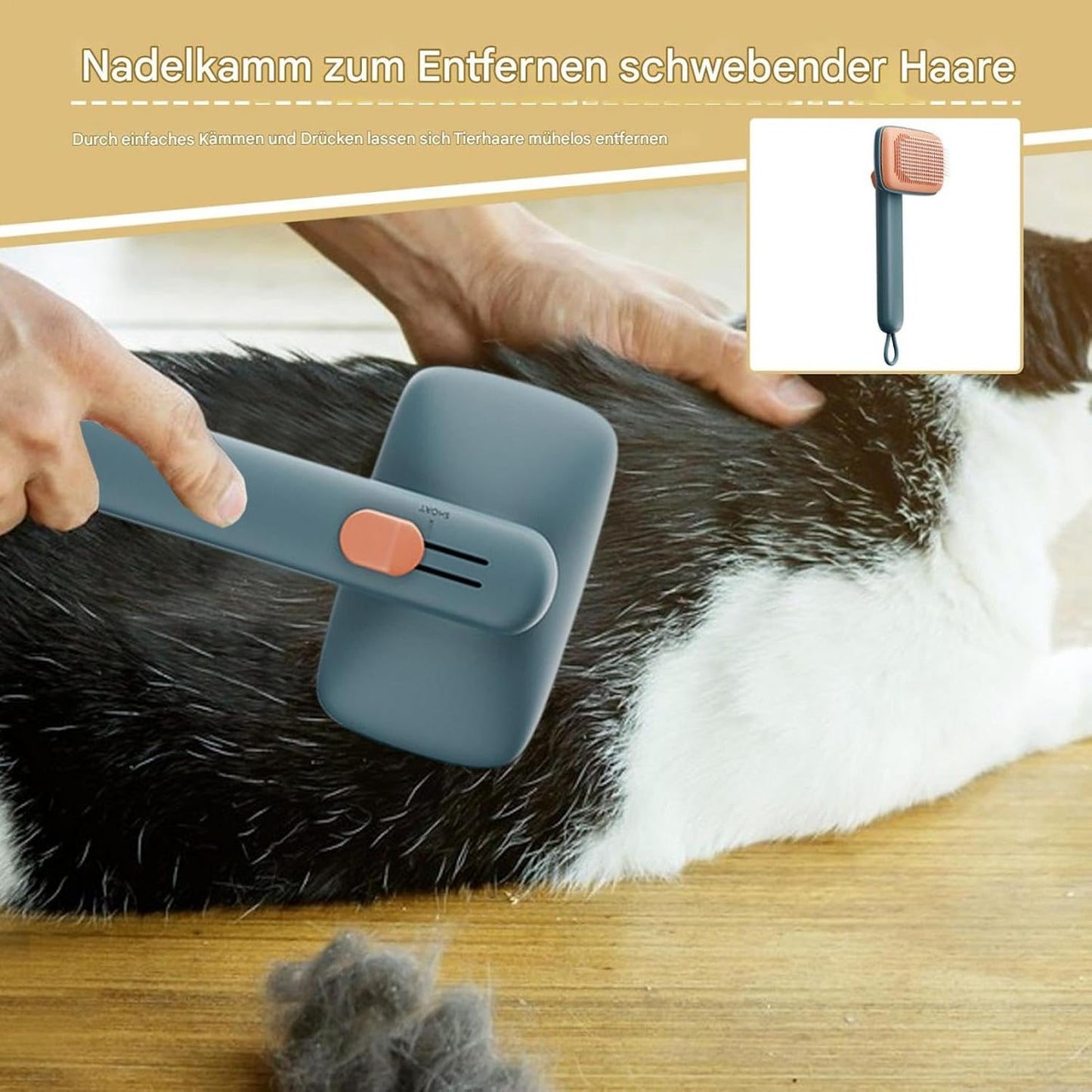 Pennello per gatti per il tacco dei capelli corti, spazzola per capelli di gatto – Spazzola per cani per la forfora – Pet Cleaner – Massaggiaggio – Cura degli attrezzi – Pettine regolabile spazzola