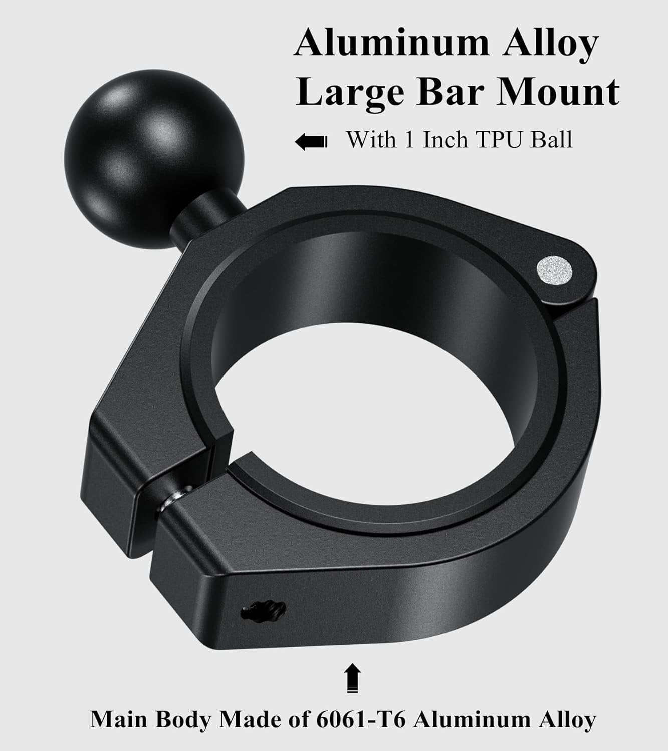 BRCOVAN 1'' Ball Large Bar Clamp Mount, Fit 1.5'' / 1.65'' / 1.75'' / 1.85'' / 2'' Round Rails & ATV UTV Roll Cages, Fit for RAM Mounts B Size 1 Inch Ball Double Socket Arm, Aluminum Alloy