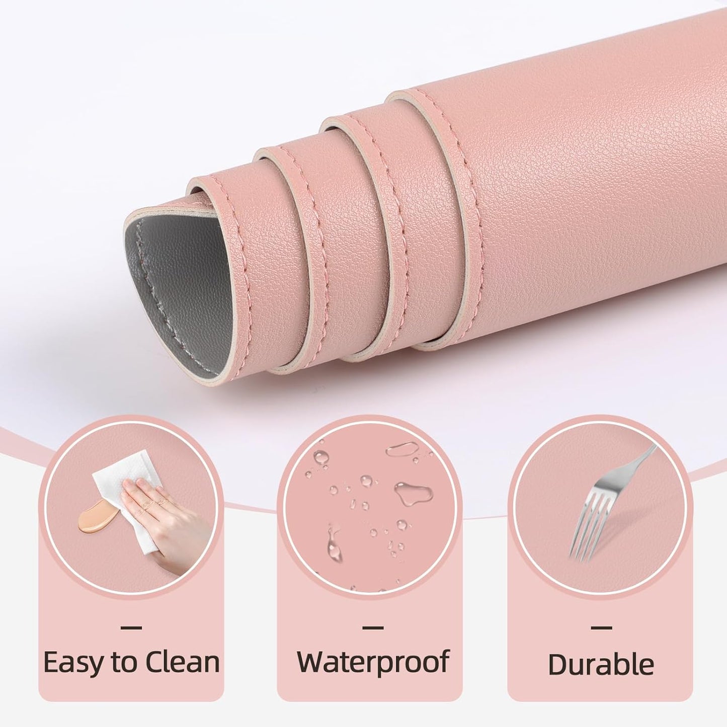 Makeup Mat for Vanity to Protect Desk Top, Dual-Sided Makeup Mat, Easy to Clean Desk Pad - Waterproof and Oilproof Vanity Accessories, 23.6 x 11.8 in (Pink and Silver)