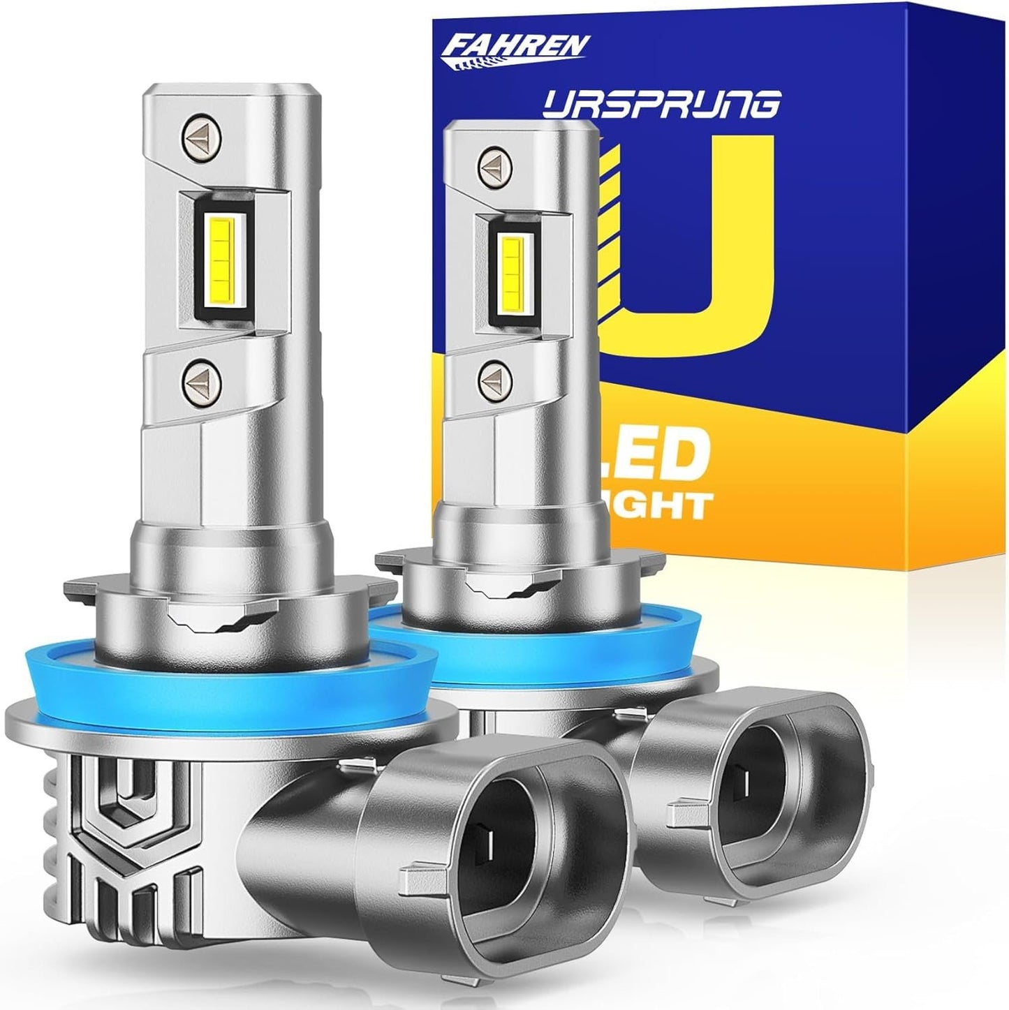 FAHREN 2025 H11 H9 H8 LED Headlight Bulbs, 800% Super Brightness H11 LED Bulbs, 1:1 Mini Size Plug and Play, 6500K Cool White Halogen Replacement, Pack of 2