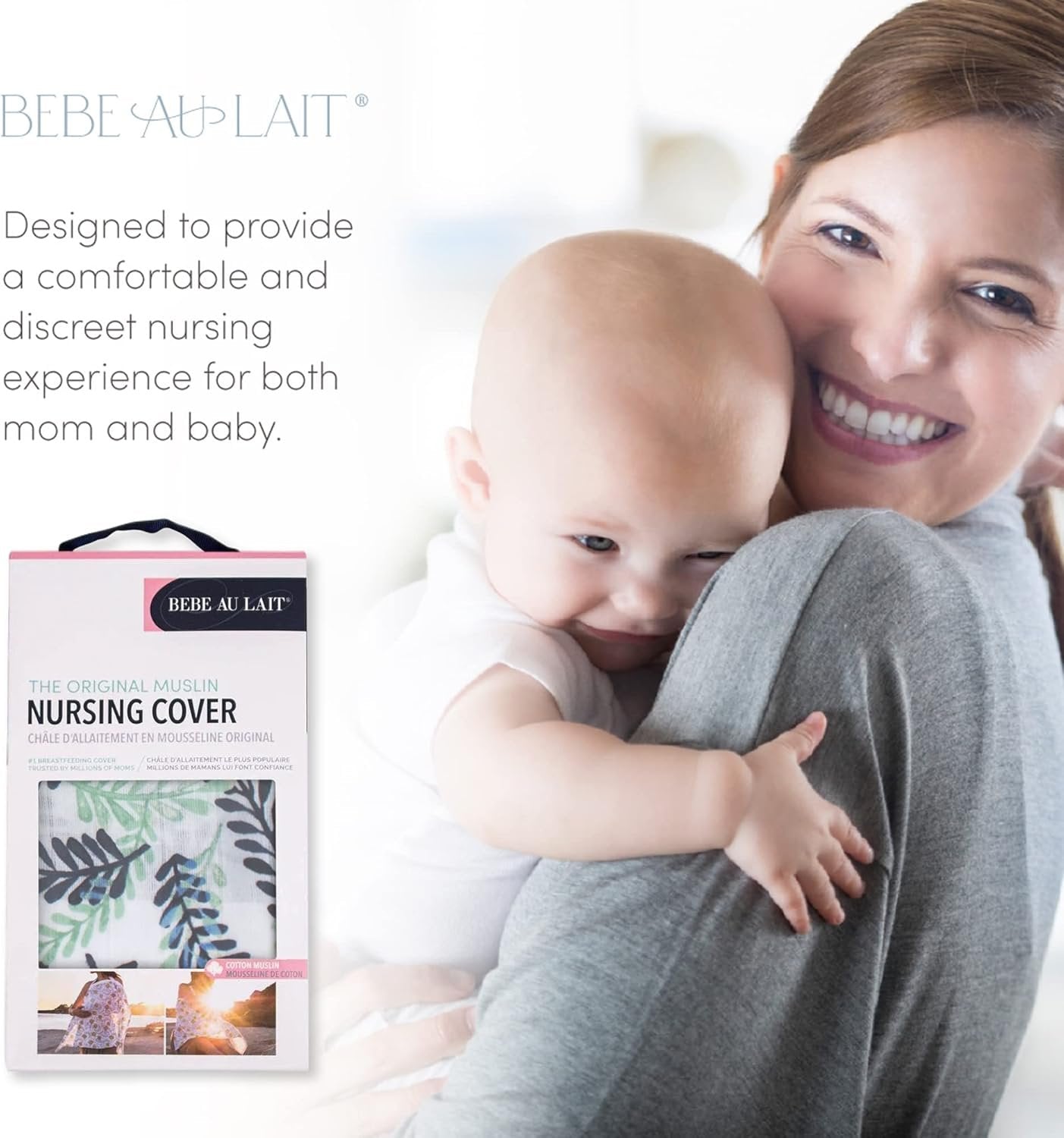Bebe au Lait Nursing Cover, Apron, Shawl, Privacy Covers for Breast Feeding & Pumping, Breastfeeding Cover for Mom, Soft, & Breathable Muslin Cotton, Full Coverage, One Size Fits All - Athens
