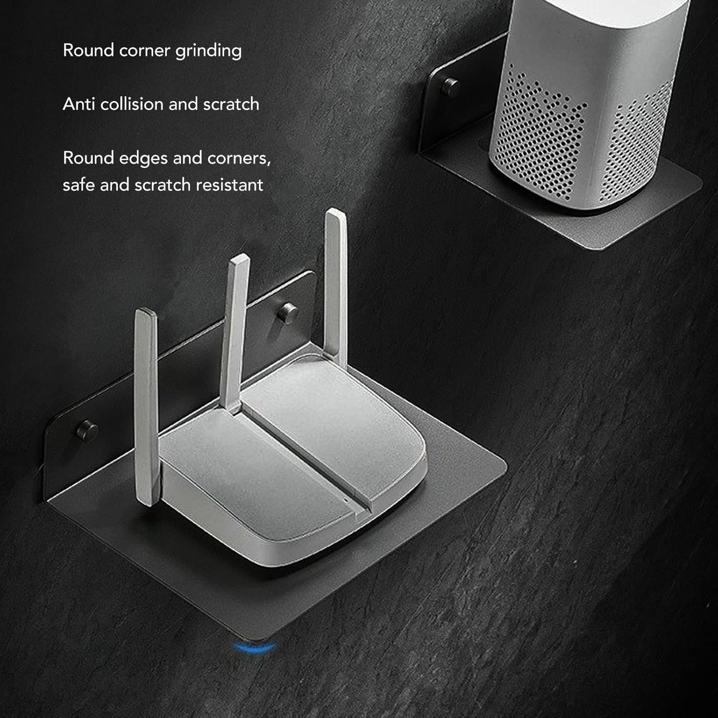 ElgnAura Floating Shelf for WiFi Router, Stainless Steel Wall Mount Shelf, Small Wall Shelf for Modem, Gaming System & Streaming Media Device