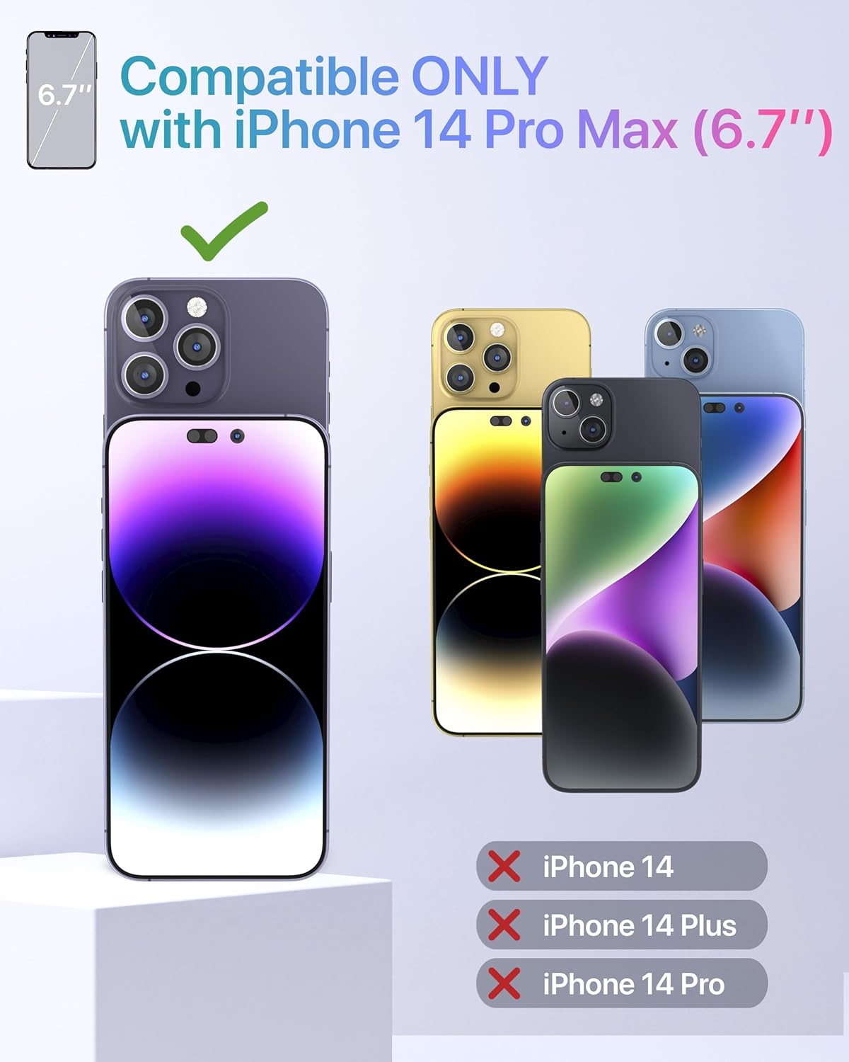 TORU CX Slim for iPhone 14 Pro Max Case Wallet | Protective Shockproof Heavy Duty Cover with Hidden Card Holder & Card Slot | Mirror & Wrist Strap Included - Black