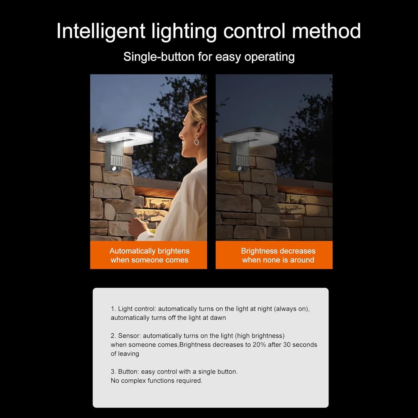 Solar Outdoor Wall Lights, Exterior Waterproof LED Lamp, 4.92 x 4.72 inches Smart Motion Sensor Brightness for Patio, Yard, Pathway, Backyard, Garage Lighting Material ABS PC