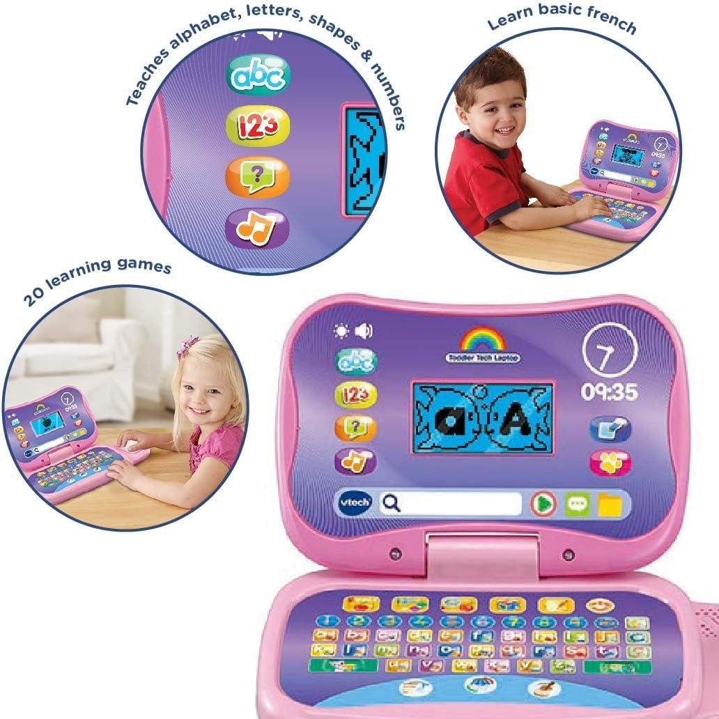 VTech Toddler Tech Laptop - Educational Laptop for Children - 524853 - Pink