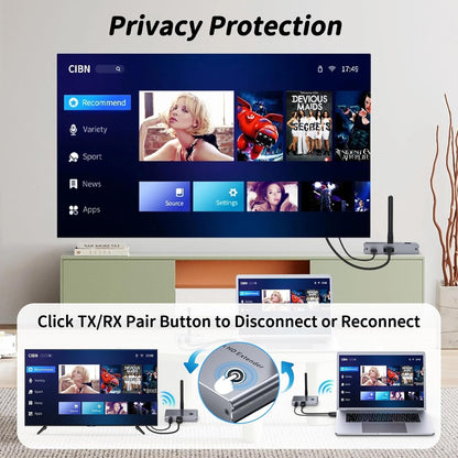 4K Wireless HDMI Transmitter and Receiver, 100m/328FT 5G Wrieless HDMI Extender Kit for Streaming Video and Audio to Monitor from Laptop/PC/TV