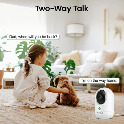 2K Security Camera Indoor-360 Cameras for Home Security and One-Tap Call, Elderly/Cat/Baby/Nanny, Motion Alert, Intelligent Tracking, 2.4GHz WiFi Only, Work with Alexa/Google Home, K7 2Pack