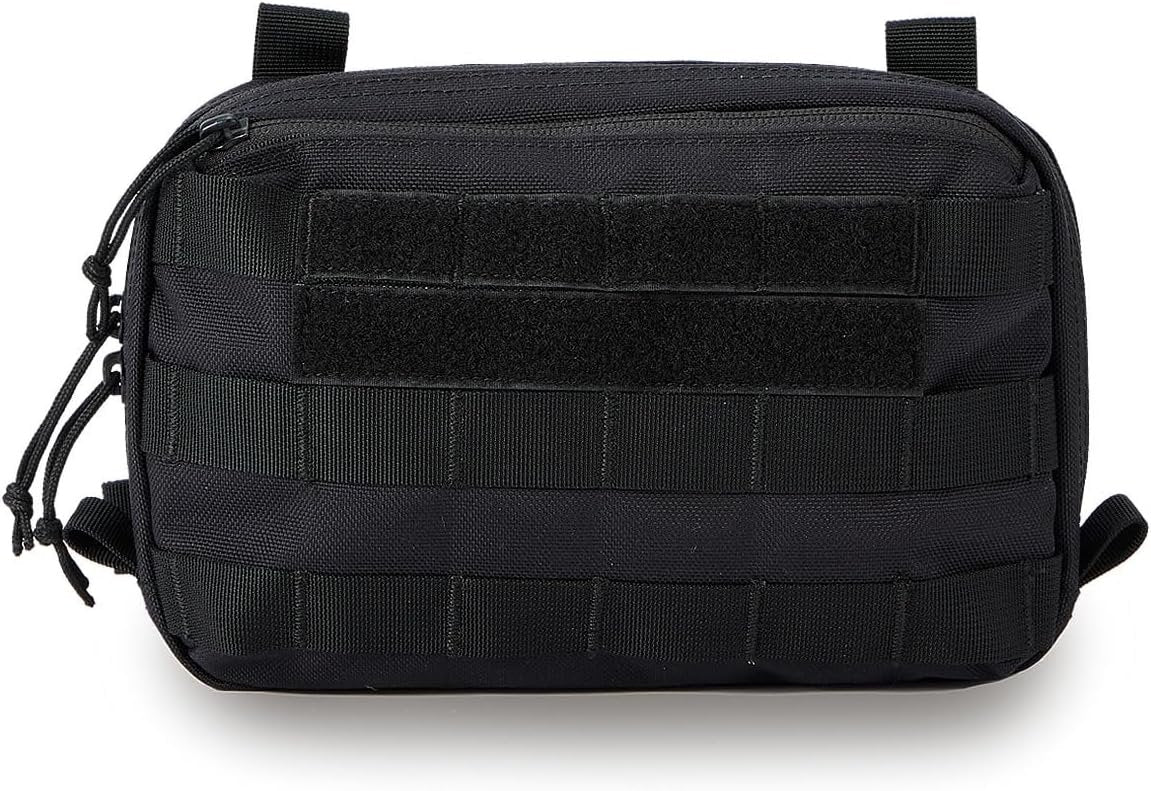 Cargo Works Black Tactical Molle EDC Pouch - Admin Pouch with Molle Attachments for Backpacks