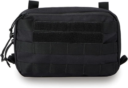 Cargo Works Black Tactical Molle EDC Pouch - Admin Pouch with Molle Attachments for Backpacks