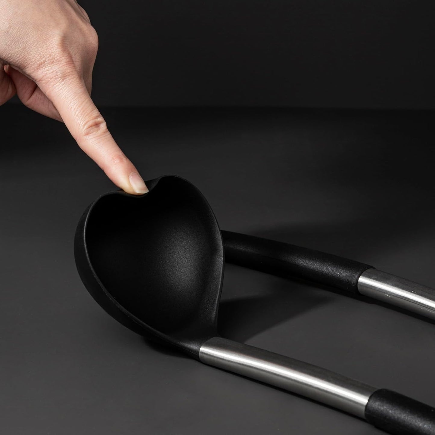 TONGMARU 11 PCS Silicone Kitchen Cooking Utensils Set with Stainless Steel Handle, Spatula Set, Cooking Utensil Set, Kitchen Tools Gadgets for Nonstick Cookware, BPA FREE, 446°F Resistant (Black)