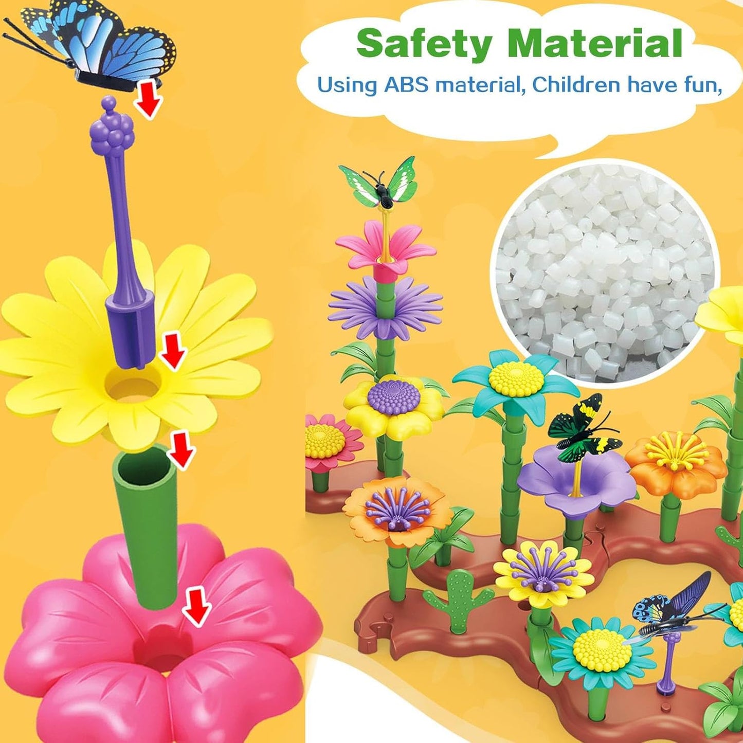 322 Pcs Flower Garden Building Toys for Kids, Build A Flower Garden Toy Sets - Educational Stem Preschool Construction Creative Play Toys for Girls Age 3, 4, 5, 6, 7, 8, Ideal Christmas Birthday Gift