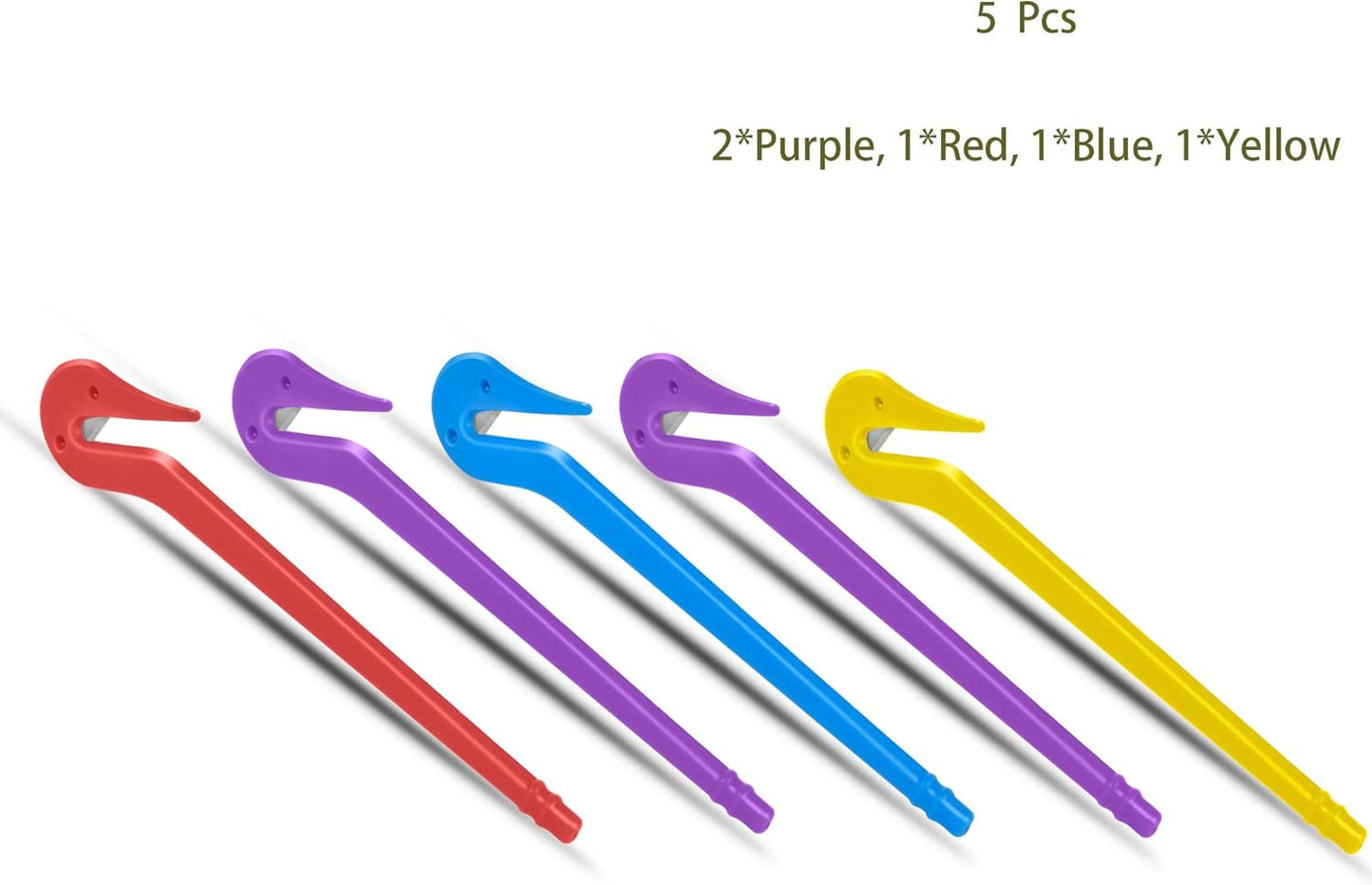 5 Pcs Elastic Hair Bands Remover Cutter, Pony Picks for Cutting Pony Rubber Hair Ties, No Pains, No Harm, Premium Ponytail Remover Tools (2Purple, Blue, Red, Yellow)