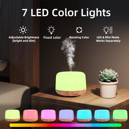 SPLITSKY Aromatherapy Essential Oil Home Diffuser with Remote Control, 300ML Large Room Cool Mist Air Humidifier, 8 Hours Quiet Operation, Timer, 7 Colors LED Night Night，Suitable Home,Yoga.