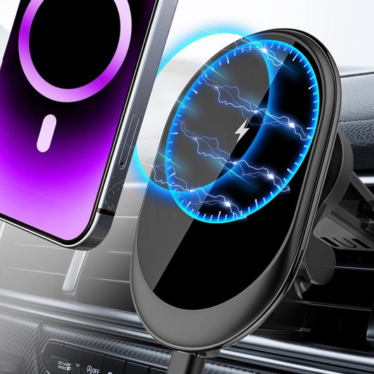yuoscmc Car Charger Wireless, Magnetic Phone Holder with Wireless Charging, Universal Phone Mount Holder for Car Vent Wireless Charger iPhone 15/14/13, Samsung S24/S23/S22