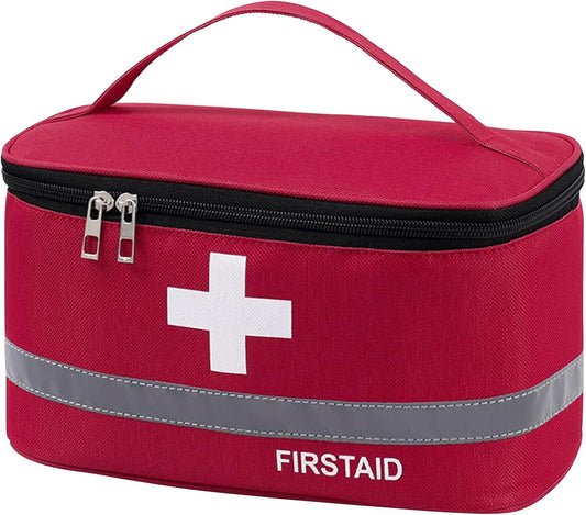 Dafape First Aid Empty Kit, Medical Kits Survival Trauma Bag for Emergency Travel Hiking Home Office Car Boat Outdoor Sports Camping Portable Rescue Zipper Pouch (Red)
