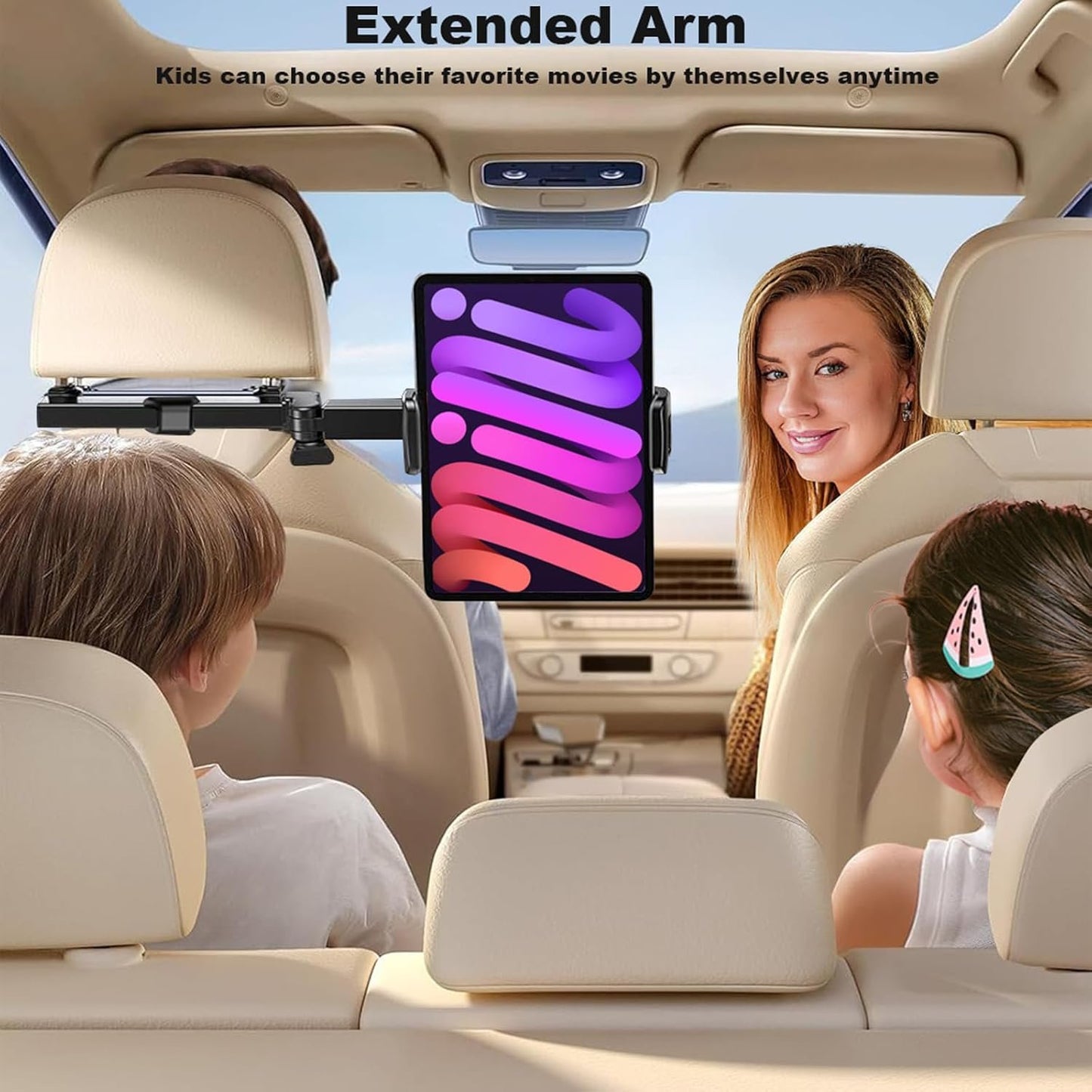 Tablet Holder for Car Headrest, 360 Rotating Adjustable Tablet Car Mount for Back Seat, Trip Essentials for Kids, iPad Holder for 4.7-12.9" Like iPad Pro, Air, Mini, Galaxy, Fire (Black)