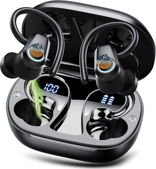 Wireless Earbuds, 50H Bluetooth 5.4 Headphones Sport, Wireless Earphones with HiFi Stereo Sound, IP7 Waterproof Bluetooth Earbuds with ENC Noise Canceling, LED Display Ear Buds for Sports/Workout